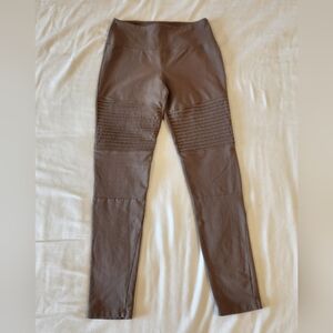 Ruby Ribbon Large High Waisted Moto Leggings Brown Full Length